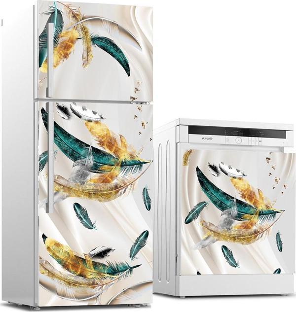 Buzdolabı ve Bulaşık Makinası Beyaz Eşya Sticker Kaplama Renkli Tüyler - Image 1