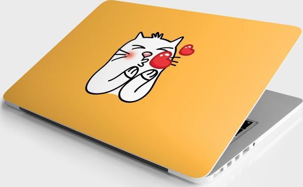 Laptop Sticker Bilgisayar Notebook Pc Kaplama Etiketi Kedi Kalp Öpücüğü - Image 1