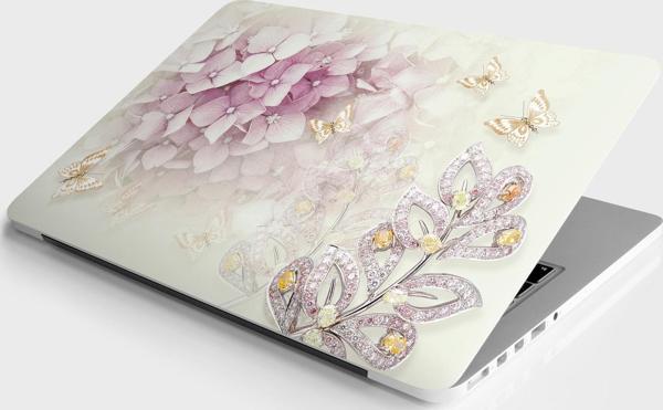 Laptop Sticker Bilgisayar Notebook Pc Kaplama Etiketi Kelebek Çiçek Elmas - Image 1