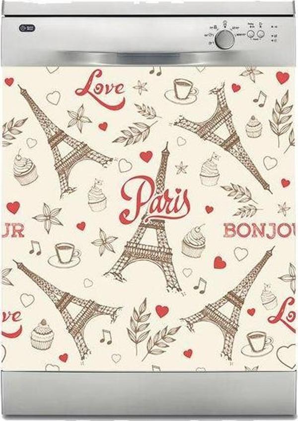 Bulaşık Makinesi Sticker Kaplama Beyaz Eşya Kaplama Paris Eyfel Kulesi - Image 1