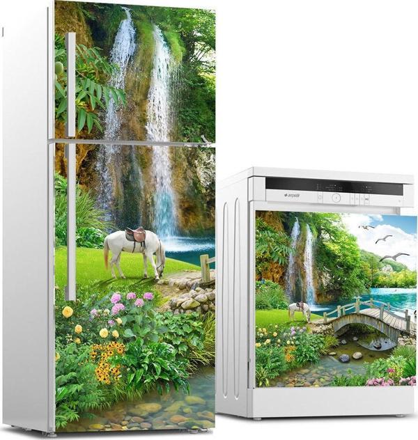 Buzdolabı ve Bulaşık Makinası Beyaz Eşya Sticker Kaplama Şelale At - Image 1