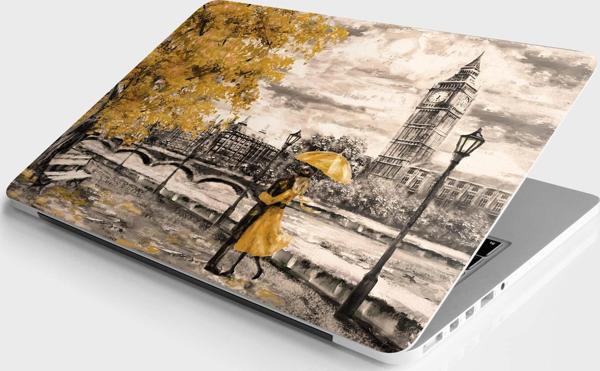 Laptop Sticker Bilgisayar Notebook Pc Kaplama Etiketi Londra Sarı Yağlıboya - Image 1