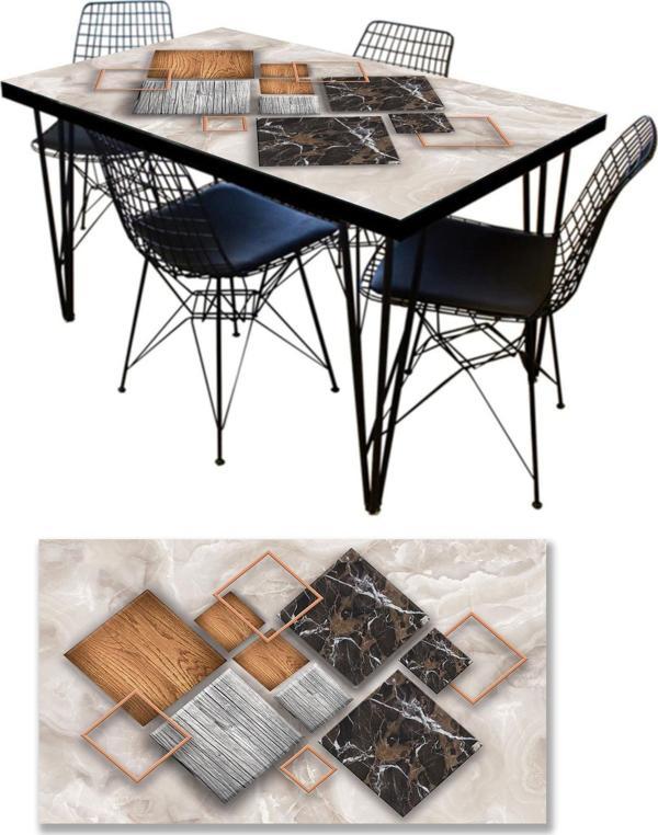 Masa Kaplama Folyosu Mobilya Masa Kaplama Folyoları 3D Geometrik Mermer - Image 1