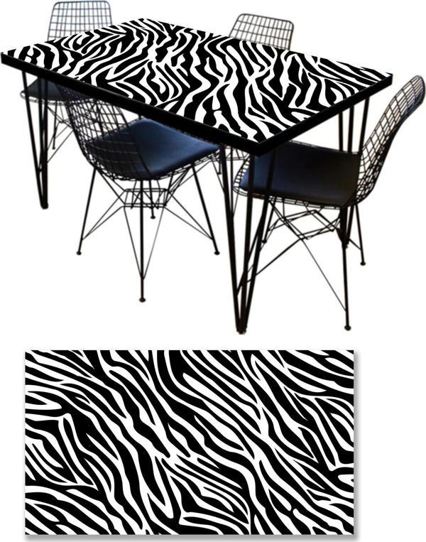 Masa Kaplama Folyosu Mobilya Masa Kaplama Folyoları Zebra Desen - Image 1