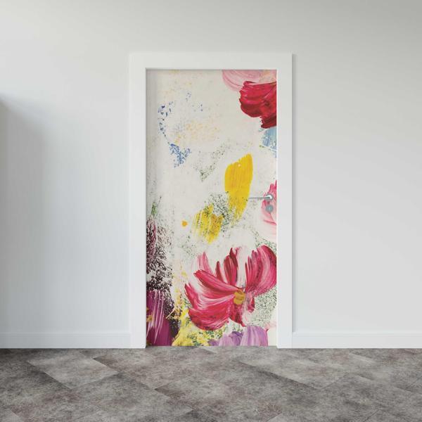 Kapı Giydirme Kapı Sticker Folyosu Tuval Çiçek - Image 1