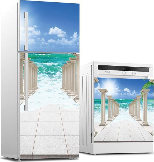 Buzdolabı ve Bulaşık Makinası Beyaz Eşya Sticker Kaplama Sütun Deniz - Image 1