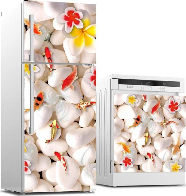 Buzdolabı ve Bulaşık Makinası Beyaz Eşya Sticker Kaplama Taşlar Balık - Image 1