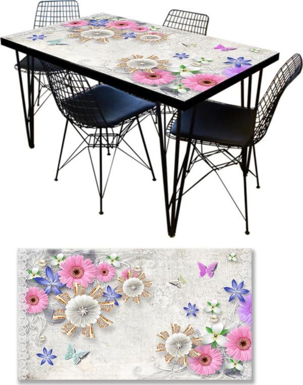 Masa Kaplama Folyosu Mobilya Masa Kaplama Folyoları Papatya Çiçek - Image 1