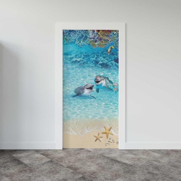 Kapı Giydirme Kapı Sticker Folyosu Yunus Balığı Deniz - Image 1