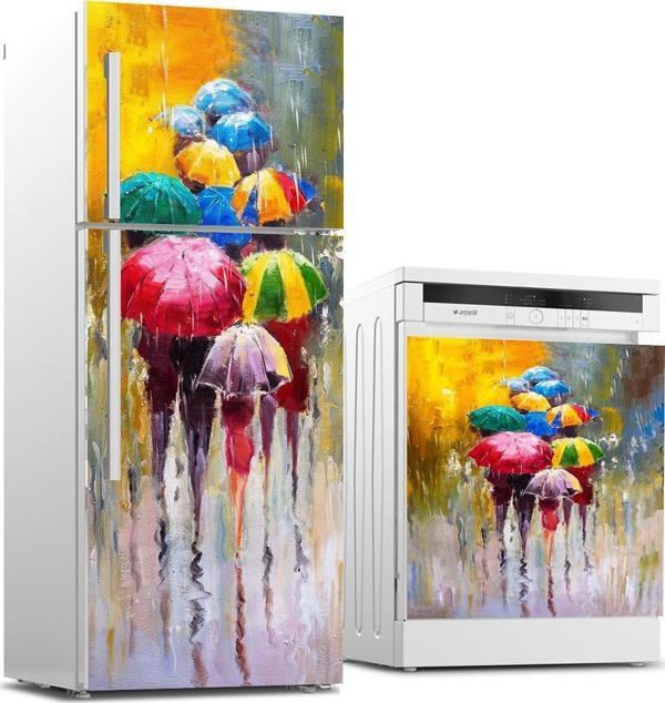 Buzdolabı ve Bulaşık Makinası Beyaz Eşya Sticker Kaplama Yağmurlu Gün - Image 1
