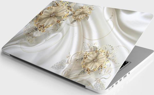 Laptop Sticker Bilgisayar Notebook Pc Kaplama Etiketi 3D Altın Çiçek - Image 1