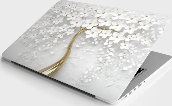 Laptop Sticker Bilgisayar Notebook Pc Kaplama Etiketi 3D Beyaz Ağaç - Image 1