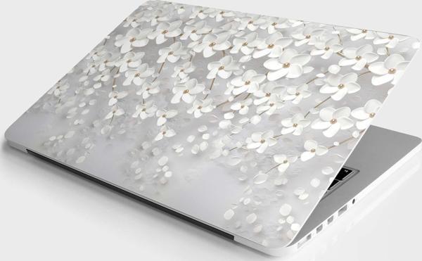 Laptop Sticker Bilgisayar Notebook Pc Kaplama Etiketi 3d Beyaz Yapraklar - Image 1