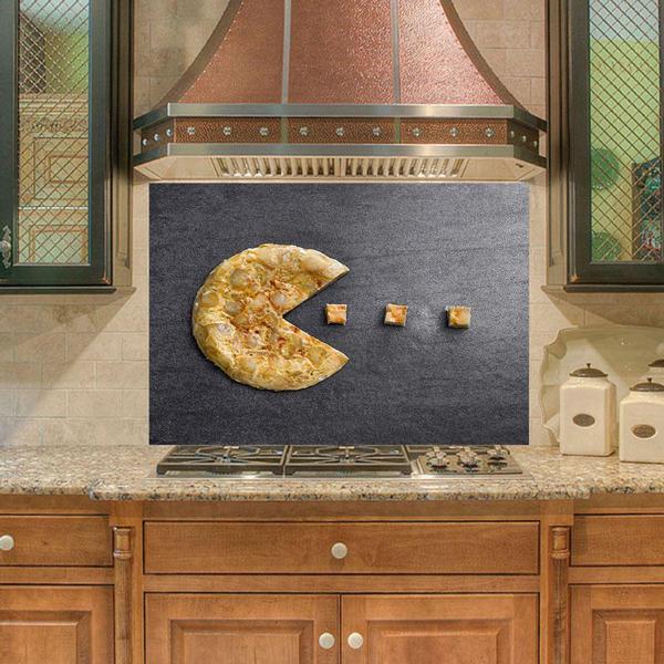Mutfak Duvar Tezgah Arası Ocak Arkası Sticker Kaplama Pacman Omlet - Image 1