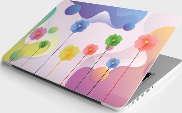 Laptop Sticker Bilgisayar Notebook Pc Kaplama Etiketi 3D Renkli Çiçekler - Image 1