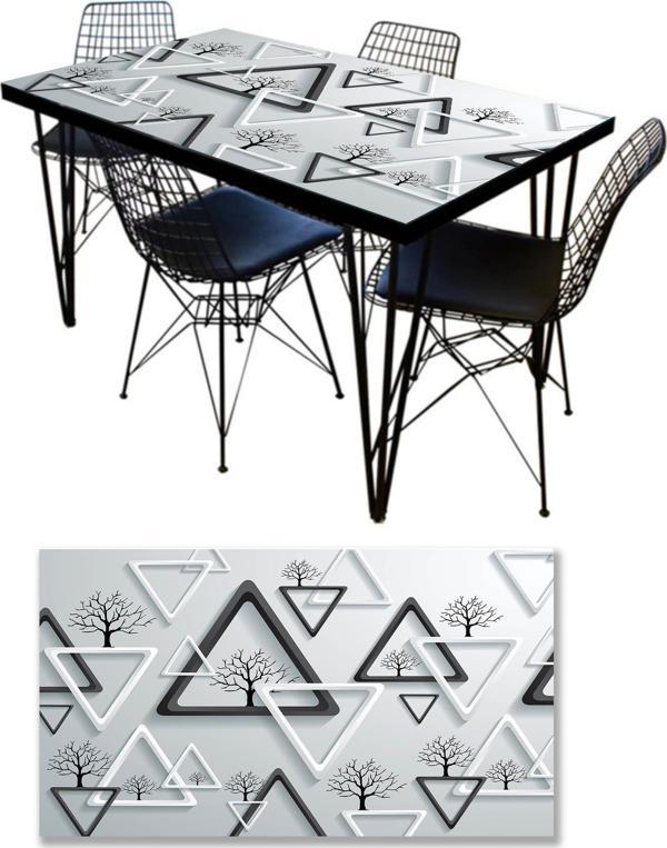 Masa Kaplama Folyosu Mobilya Masa Kaplama Folyoları Siyah Beyaz Ağaç - Image 1