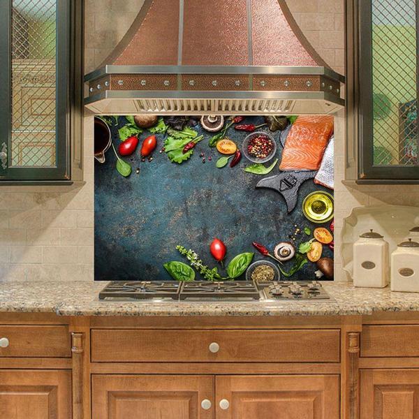 Mutfak Duvar Tezgah Arası Ocak Arkası Sticker Kaplama Somon - Image 1