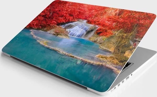Laptop Sticker Bilgisayar Notebook Pc Kaplama Etiketi Şelale Kırmızı Ağaç - Image 1