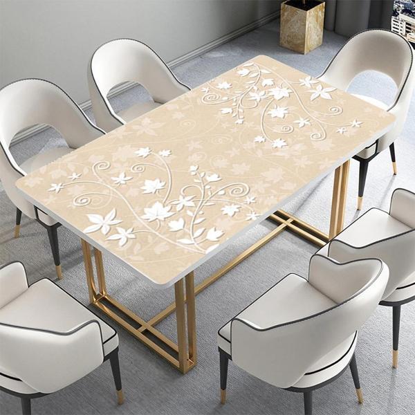 Masa Kaplama Folyosu Mobilya Masa Kaplama Folyoları Beyaz Yaprak Bej - Image 1