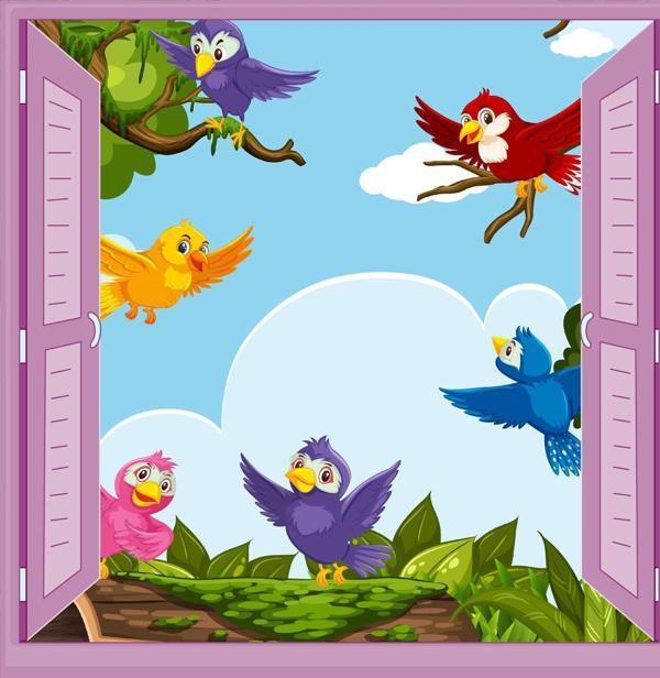 Çocuk Odası Bebek Odası Pencere Poster Duvar Kağıdı Kuşlar - Image 1