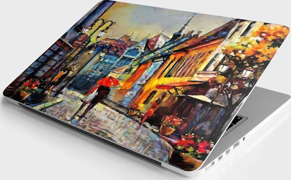 Laptop Sticker Bilgisayar Notebook Pc Kaplama Etiketi Budapeşte Sokak Yağlıboya - Image 1