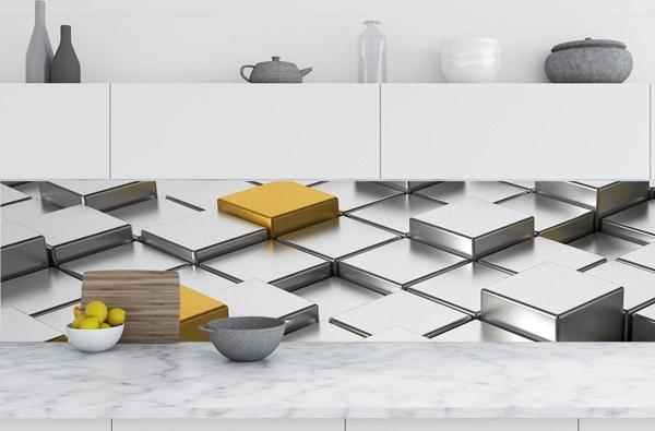 Mutfak Tezgah Arası Folyo Fayans Kaplama Folyosu 3 Boyutlu Küpler 60 x 400 - Image 1