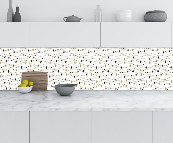 Mutfak Tezgah Arası Folyo Fayans Kaplama Folyosu Altın Yıldızlar 60x200 CM - Image 1