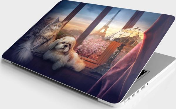 Laptop Sticker Bilgisayar Notebook Pc Kaplama Etiketi Eyfel Pencere Hayvanlar - Image 1