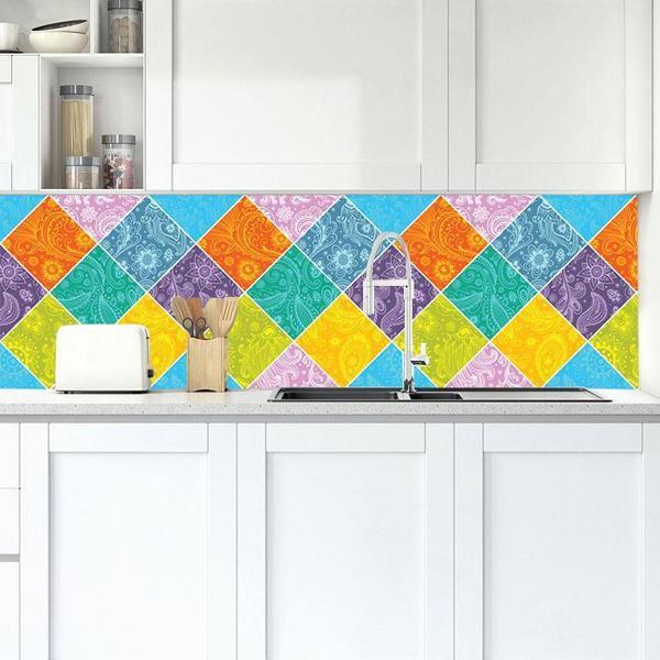 Mutfak Tezgah Arası Folyo Fayans Kaplama Folyosu Kare Desen 60 x 400 - Image 1