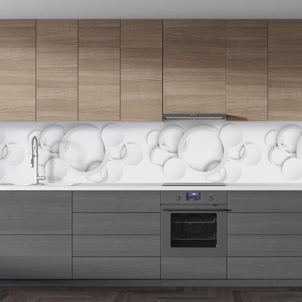 Mutfak Tezgah Arası Folyo Fayans Kaplama Folyosu Beyaz Yuvarlak Desenler 60 x 500 - Image 1