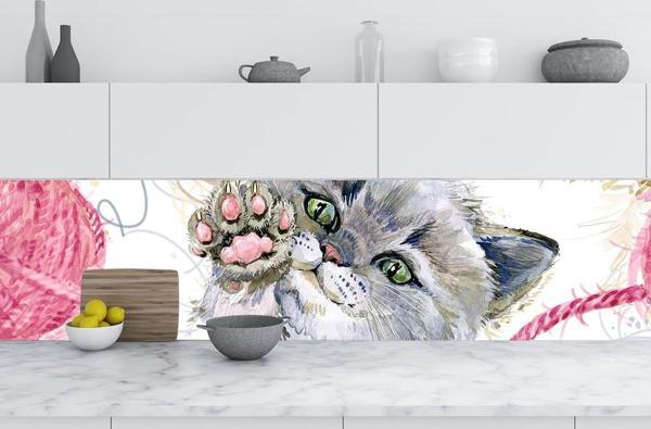 Mutfak Tezgah Arası Folyo Fayans Kaplama Folyosu Kediler 60 x 300 - Image 1