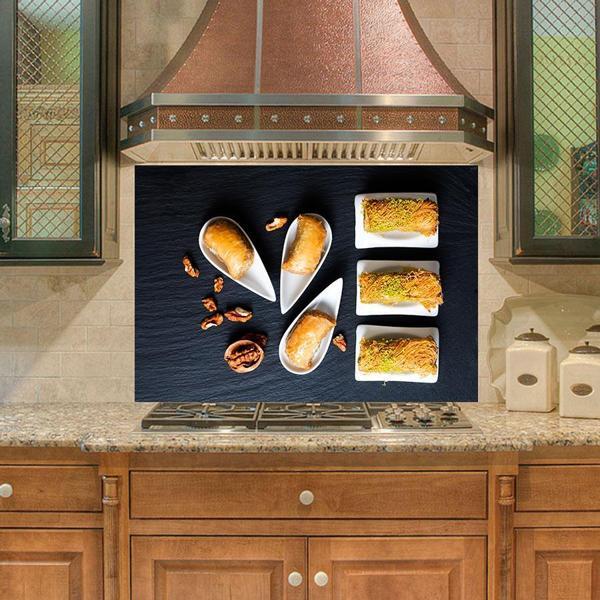 Mutfak Duvar Tezgah Arası Ocak Arkası Sticker Kaplama Baklava Tatlı - Image 1