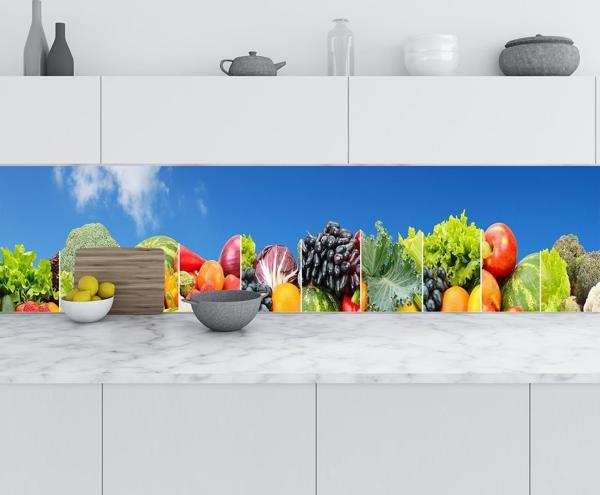 Mutfak Tezgah Arası Folyo Fayans Kaplama Folyosu Panorama Meyve Sebze 60x500 CM - Image 1