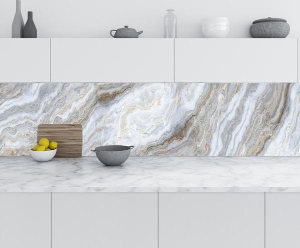 Mutfak Tezgah Arası Folyo Fayans Kaplama Folyosu Grey And Gold 60x400 CM - Image 1