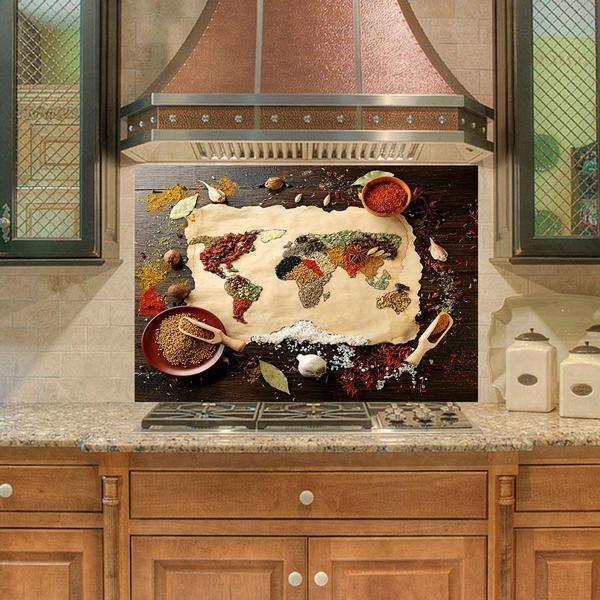 Mutfak Duvar Tezgah Arası Ocak Arkası Sticker Kaplama Dünya Haritası - Image 1