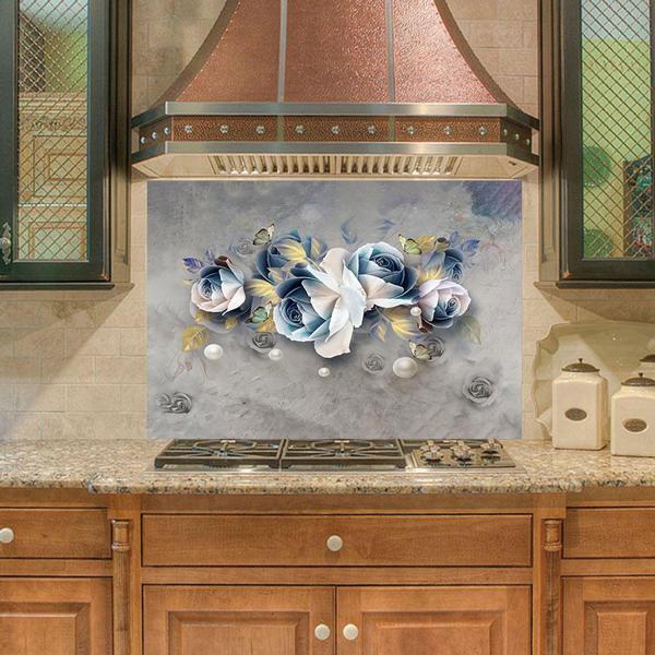 Mutfak Duvar Tezgah Arası Ocak Arkası Sticker Kaplama Güller - Image 1