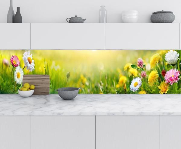 Mutfak Tezgah Arası Folyo Fayans Kaplama Folyosu Papatyalar 60x200 CM - Image 1