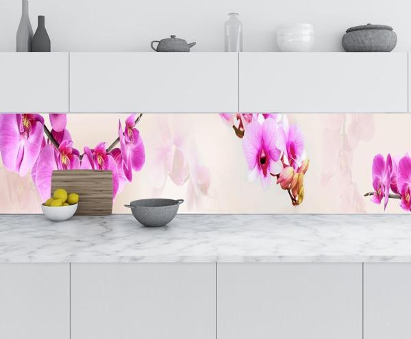 Mutfak Tezgah Arası Folyo Fayans Kaplama Folyosu Pembe Orkideler 60x300 CM - Image 1