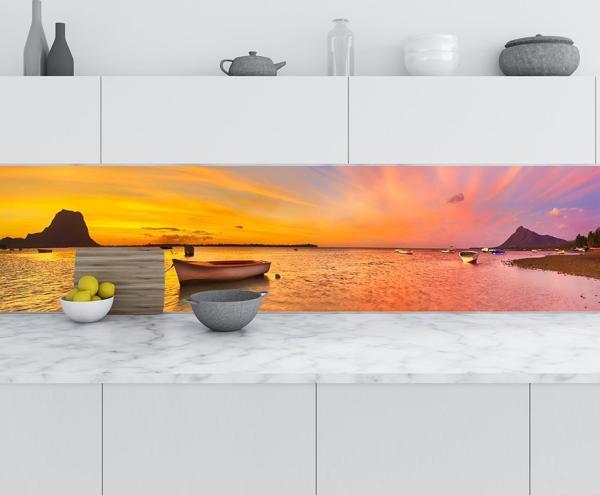 Mutfak Tezgah Arası Folyo Fayans Kaplama Folyosu Gün Batımı Tekne 60x300 CM - Image 1