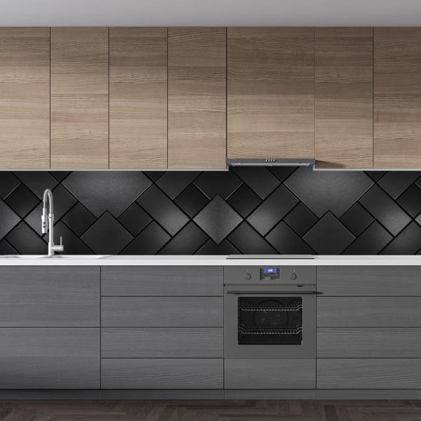 Mutfak Tezgah Arası Folyo Fayans Kaplama Folyosu Siyah Tasarım 60 x 400 - Image 1