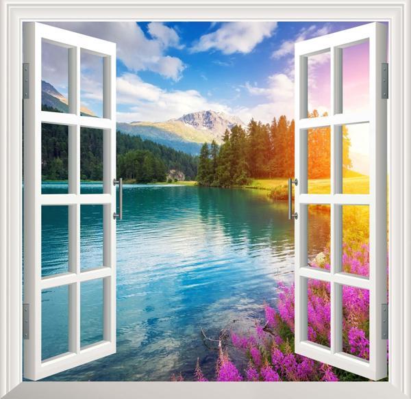 Pencere Poster Duvar Kağıdı Champfer Yapışkanlı Sticker - Image 1
