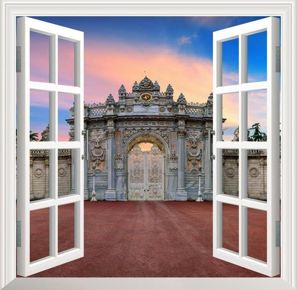 Pencere Poster Duvar Kağıdı Dolmabahçe Yapışkanlı Sticker - Image 1