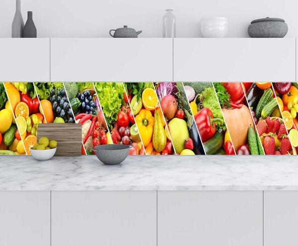 Mutfak Tezgah Arası Folyo Fayans Kaplama Folyosu Meyve Sebzeler 60x100 CM - Image 1