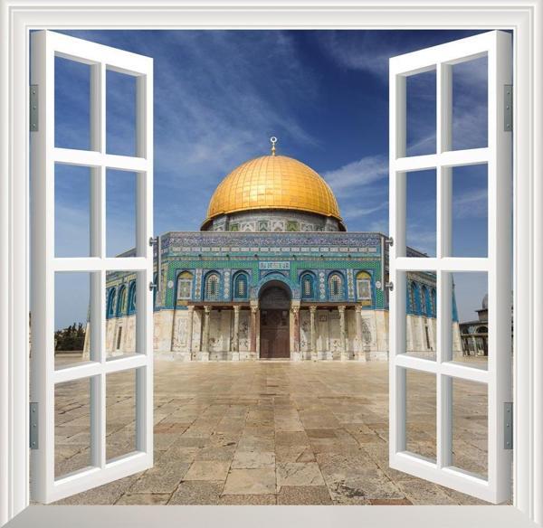 Pencere Poster Duvar Kağıdı Mescid-i Aksa Yapışkanlı Sticker - Image 1