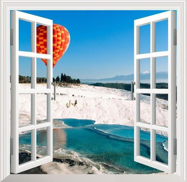 Pencere Poster Duvar Kağıdı Pamukkale Yapışkanlı Sticker - Image 1