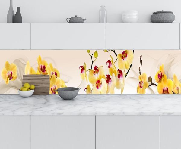Mutfak Tezgah Arası Folyo Fayans Kaplama Folyosu Sarı Orkide 60x100 CM - Image 1