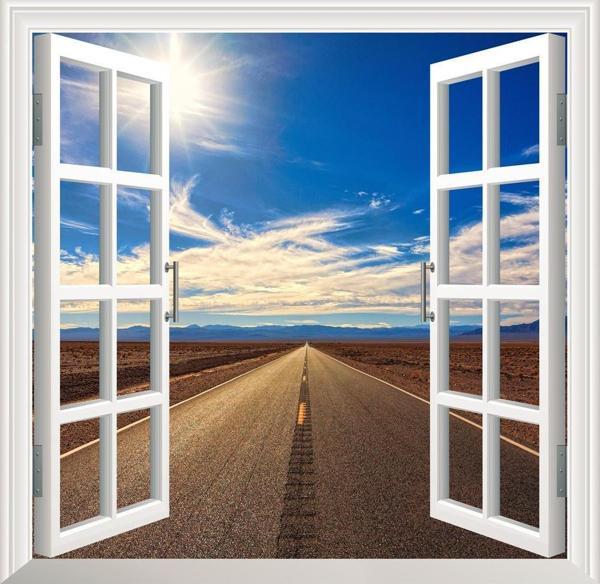 Pencere Poster Duvar Kağıdı Yol Yapışkanlı Sticker - Image 1