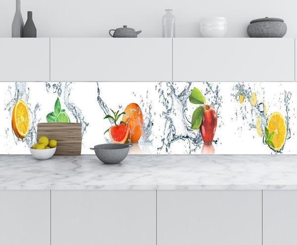 Mutfak Tezgah Arası Folyo Fayans Kaplama Folyosu Meyveler Su Pano 60x100 CM - Image 1