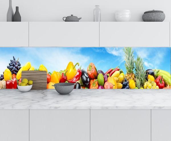 Mutfak Tezgah Arası Folyo Fayans Kaplama Folyosu Sebze Meyve Mavi Gökyüzü 60x100 CM - Image 1
