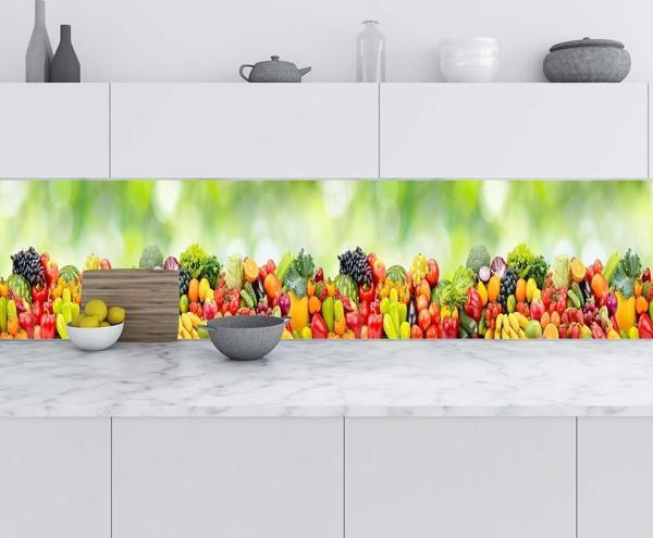 Mutfak Tezgah Arası Folyo Fayans Kaplama Folyosu Sebze Meyveler Yeşil 60x100 CM - Image 1